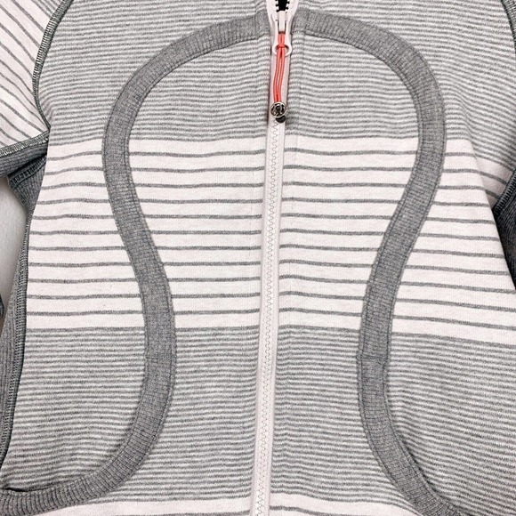 Lululemon Striped Sweatshirt Full Zip Jacket Scuba Hoodie Size 4 - Picture 4 of 8